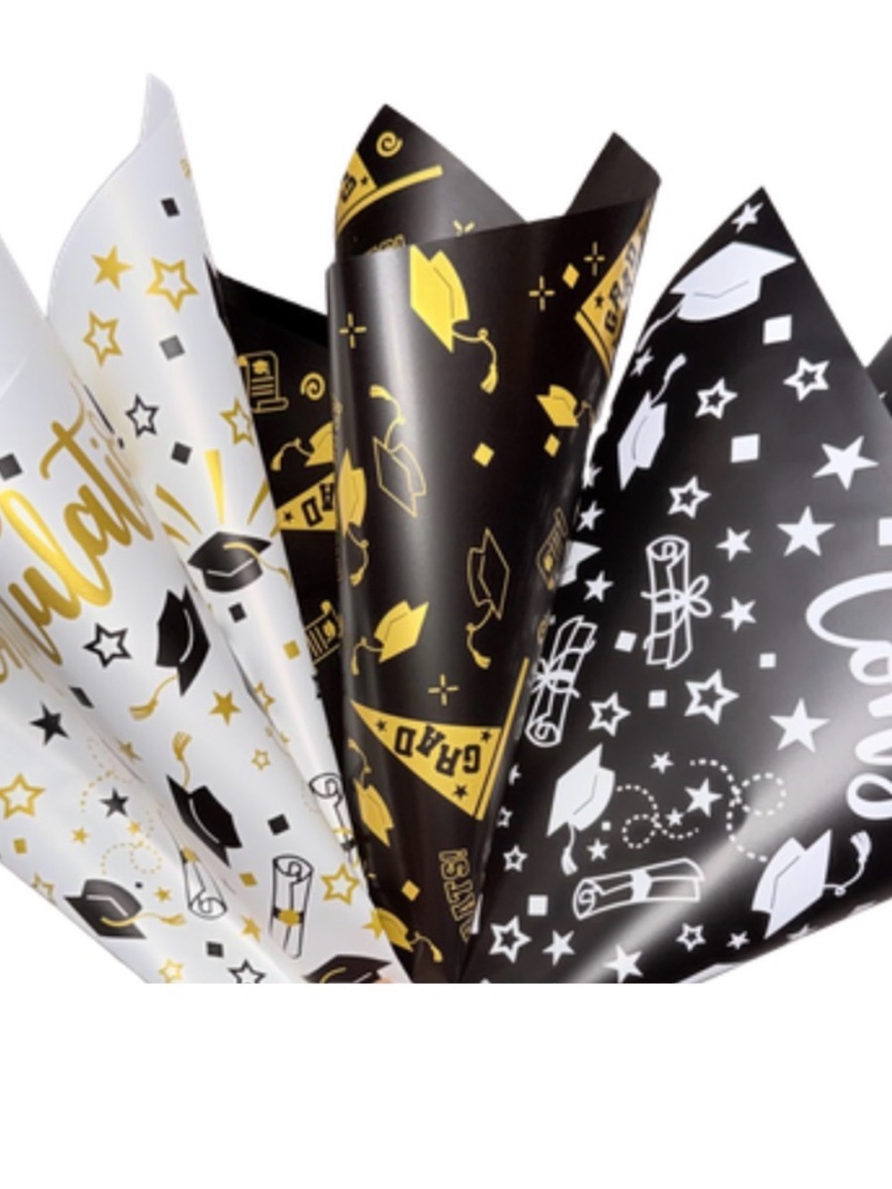 Graduation Wrapping Paper 15 Sheets 5 Each Design Waterproof 22x22 - Picture 2 of 2